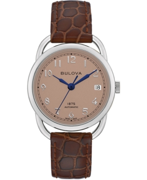 Shop Bulova Limited Edition  Women's Swiss Automatic Joseph  Brown Leather Strap Watch 34.5mm