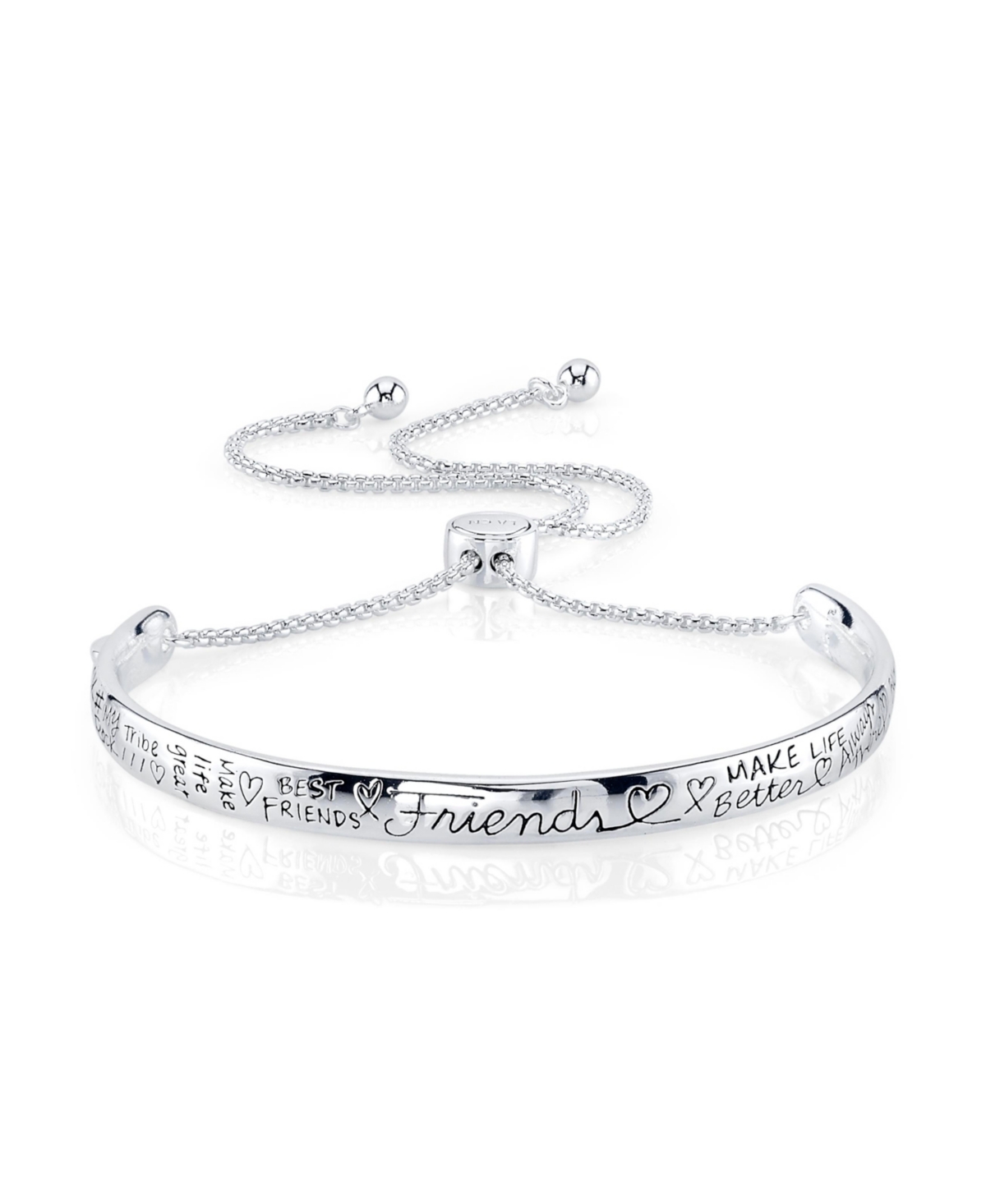 "Friends" Silver Plated Adjustable Bolo Bracelet - Silver
