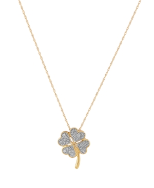 image of Diamond Accent Four Leaf Clover Pendant in 10K Yellow Gold