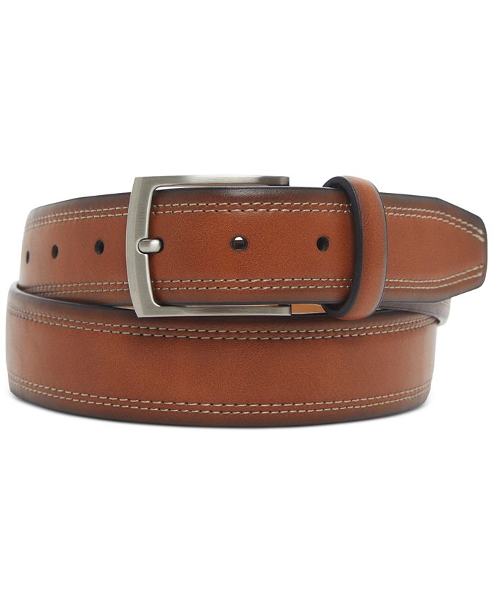 Club Room Men's Faux-Leather Casual Belt, Created for Macy's - Macy's