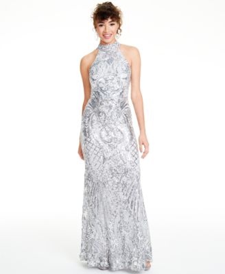 B Darlin Juniors' Sequined Halter Gown, Created For Macy's - Macy's