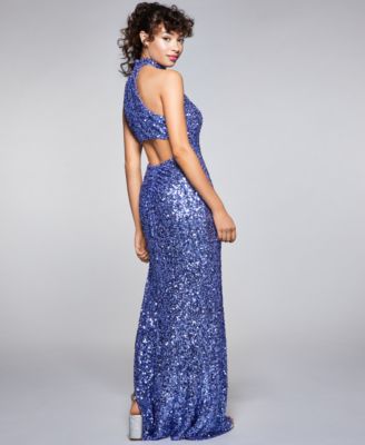 B Darlin Juniors' Sequined Open-Back High-Low Gown & Reviews - Dresses ...