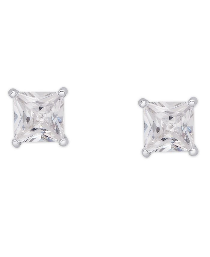Macy's Cubic Zirconia Square Stud Earrings in Silver Plate, 21/2 ct. t