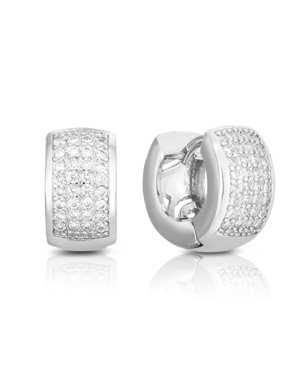 image of Cubic Zirconia Silver Pave Hoop in Fine Silver Plate
