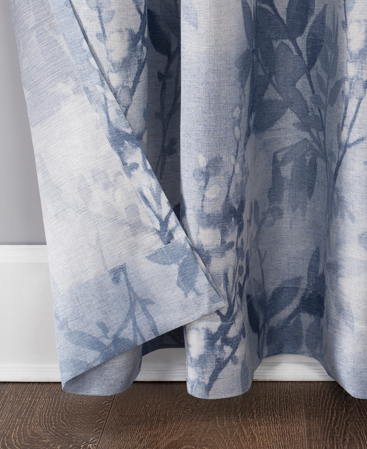 No. 918 Hilary Watercolor Floral Linen Blend Semi-Sheer Rod Pocket Curtain Panel