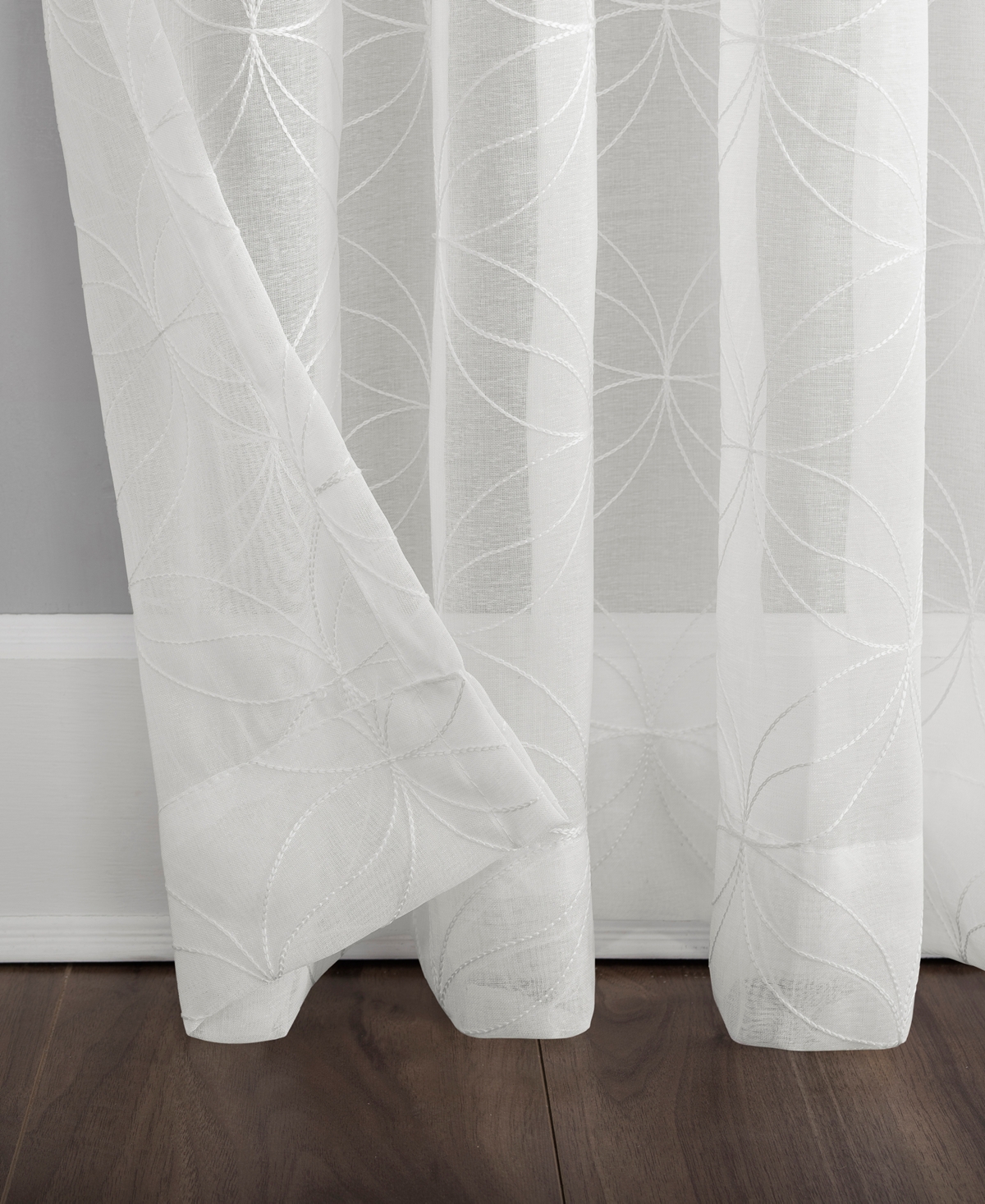 Tamaryn Embroidered Trellis Sheer Rod Pocket Curtain Panel