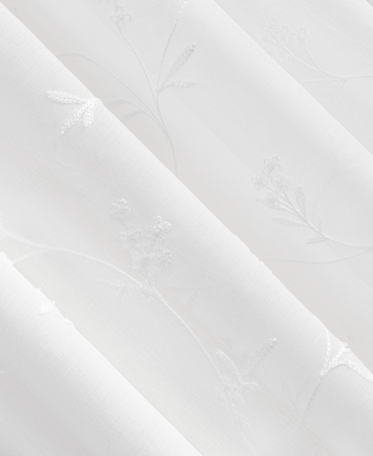 Delia Embroidered Floral Sheer Rod Pocket Curtain Panel