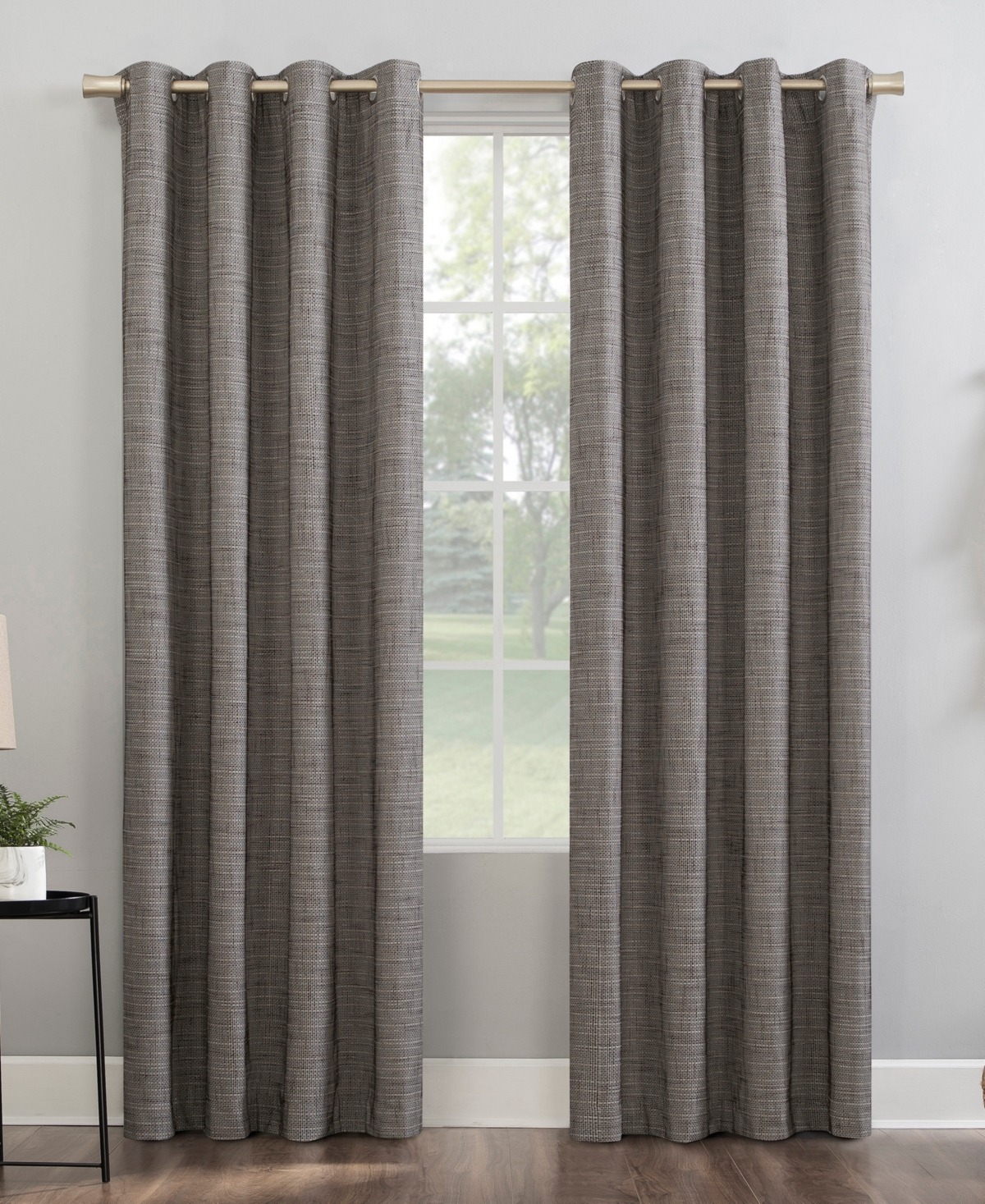 Kline Burlap Weave Thermal Extreme 100% Blackout Grommet Curtain Panel - Gray