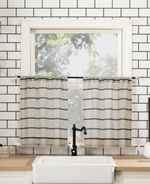 Clean Window Twill Stripe 52" X 36" Anti-dust Cafe Curtain Set In Black