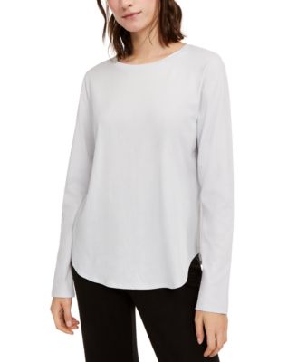 Eileen Fisher - Crewneck Shirttail-Hem Top