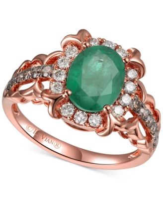 Le Vian - Costa Smeralda Emerald (1-1/3 ct. t.w.) & Diamond (3/8 ct. t.w.) Ring in 14k Rose Gold