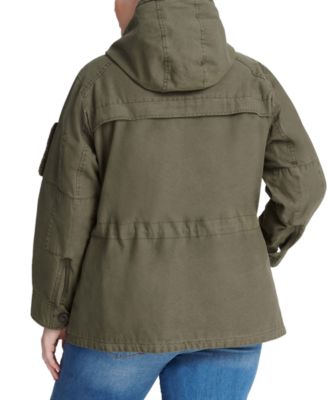 plus size utility jacket with hood