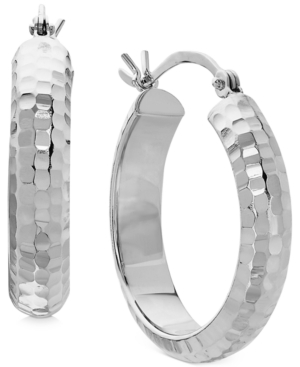 image of Small Hammered Hoop Earrings in 14k Yellow Gold or White Gold