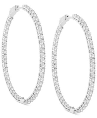 macy white gold diamond hoop earrings