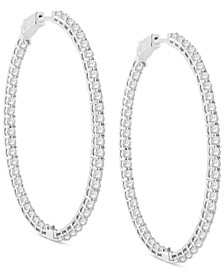 Diamond Large In & Out Oval Hoop Earrings (5 ct. t.w.) in 14k White Gold, 2.34"