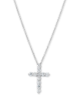 image of Diamond Cross Pendant Necklace (1/2 ct. t.w.) in 14k White Gold, 16