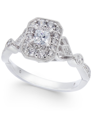 image of Diamond Princess Halo Engagement Ring (5/8 ct. t.w.) in 14k White Gold
