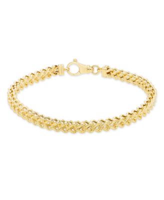 Macy's - Men's Polished Square Franco 8.5" Link Bracelet in 10K Yellow Gold