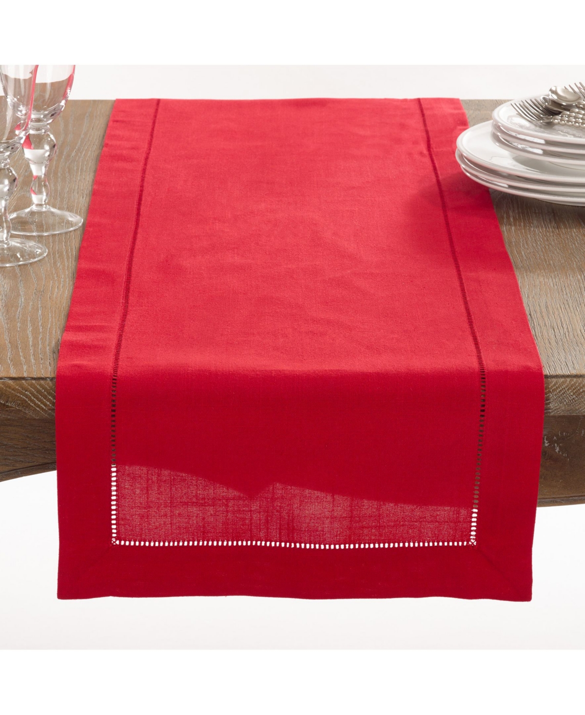 Saro Lifestyle Classic Hemstitch Border Table Runner
