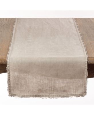 Pom Pom Design Linen Dining Room Table Runner