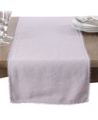 Pom Pom Design Linen Dining Room Table Runner