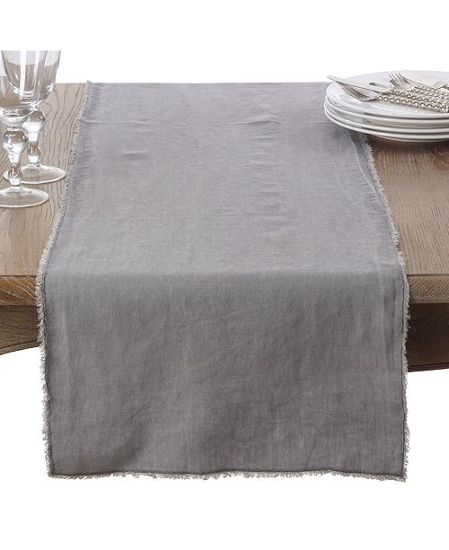 Saro Lifestyle Fringed Linen Design Stone Washed Runner Reviews Table Linens Dining Macy S