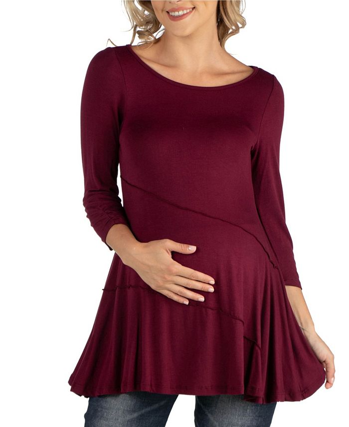 24seven Comfort Apparel Ruched Sleeve Swing Maternity Tunic Top - Macy's