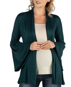 24Seven Comfort Apparel Long Flared Sleeve Open Front Maternity Cardigan
