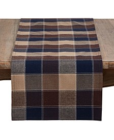 Stitched Plaid Cotton Blend Table Runner