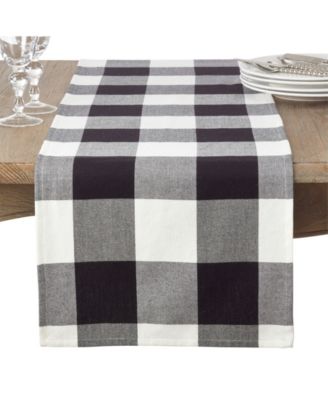 Cotton Table Runner with Buffalo Plaid Pattern, 16" x 90"