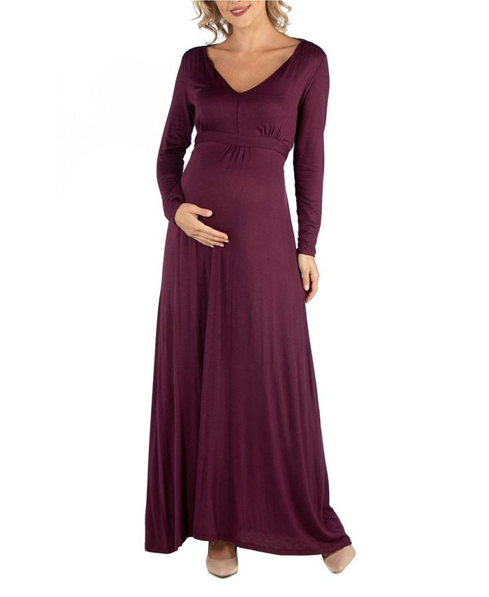24seven Comfort Apparel Semi Formal Long Sleeve Maternity Maxi Dress ...