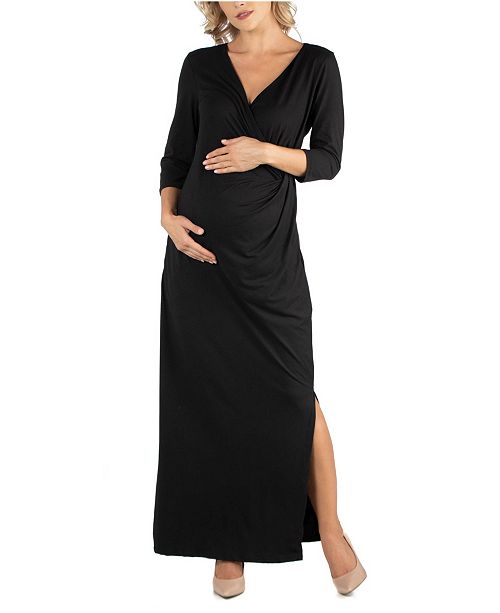 24seven Comfort Apparel Ankle Length Side Slit Formal Maternity