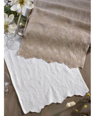 Stonewashed Table Runner with Embroidered Design