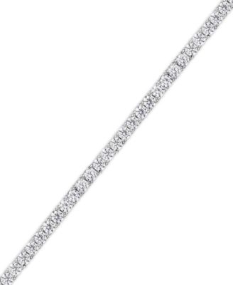 Simulated Cubic Zirconia Alternating Line Bracelet in Silver Plate