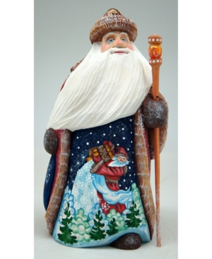 G.debrekht Woodcarved And Hand Painted Special Delivery Santa Figurine In Multi
