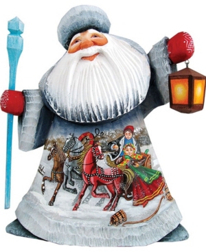 G.debrekht Woodcarved And Hand Painted Santa Dashing Nights Figurine In Multi