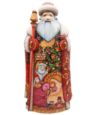 G.debrekht Woodcarved And Hand Painted Night Before Christmas Santa Claus Figurine In Multi
