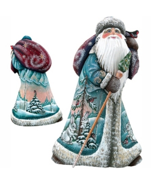 G.debrekht Woodcarved And Hand Painted Hopping Along Wilderness Santa Figurine In Multi