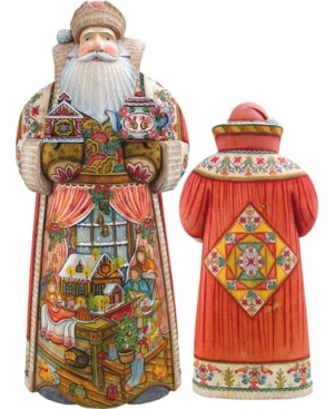 G.debrekht Woodcarved And Hand Painted Sweet Celebration Santa Claus Figurine In Multi