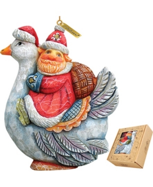G.debrekht Santa On Goose Ornament In Multi