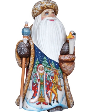G.debrekht Woodcarved And Hand Painted Santa With Goose Figurine In Multi
