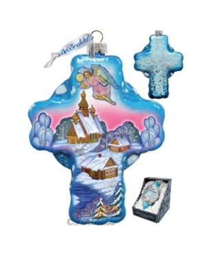 G.debrekht Angel Village Cross Glass Ornament In Multi