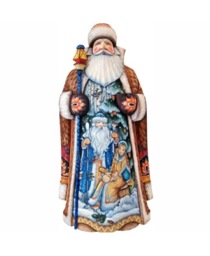 G.debrekht Woodcarved And Hand Painted Father Frost Santa Claus Figurine In Multi
