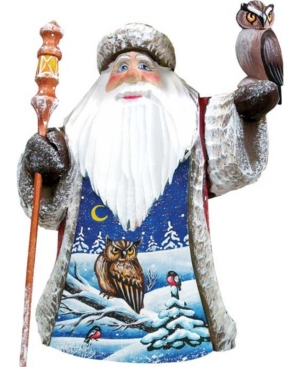 G.debrekht Woodcarved And Hand Painted Santa Watchful Owls Figurine In Multi