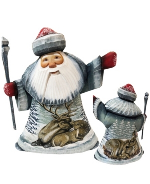 G.debrekht Woodcarved And Hand Painted Santa Moose Father Frost Santa Figurine In Multi