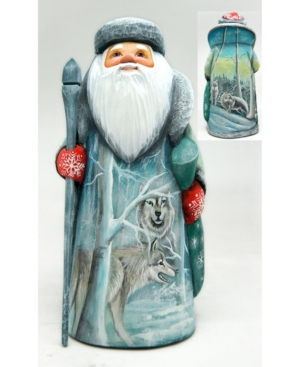 G.debrekht Woodcarved And Hand Painted Lost Wolfs Santa Figurine In Multi