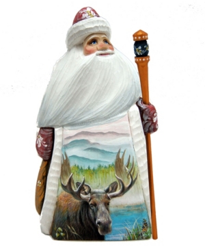 G.debrekht Woodcarved And Hand Painted Santa Moose Figurine In Multi