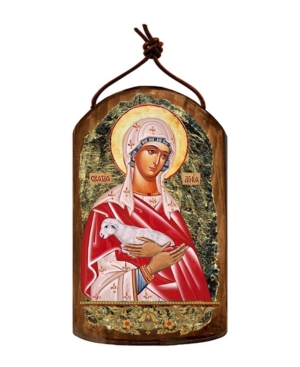 G.debrekht Saint Agnia Wooden Greek Christian Orthodox Icon Ornament In Multi
