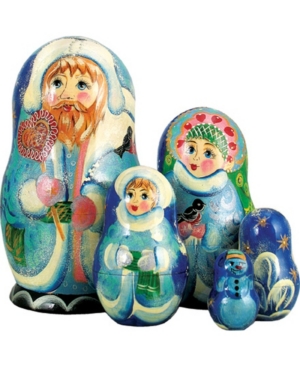 G.debrekht 5-piece Santa Candicane Russian Matryoshka Nested Doll Set In Multi