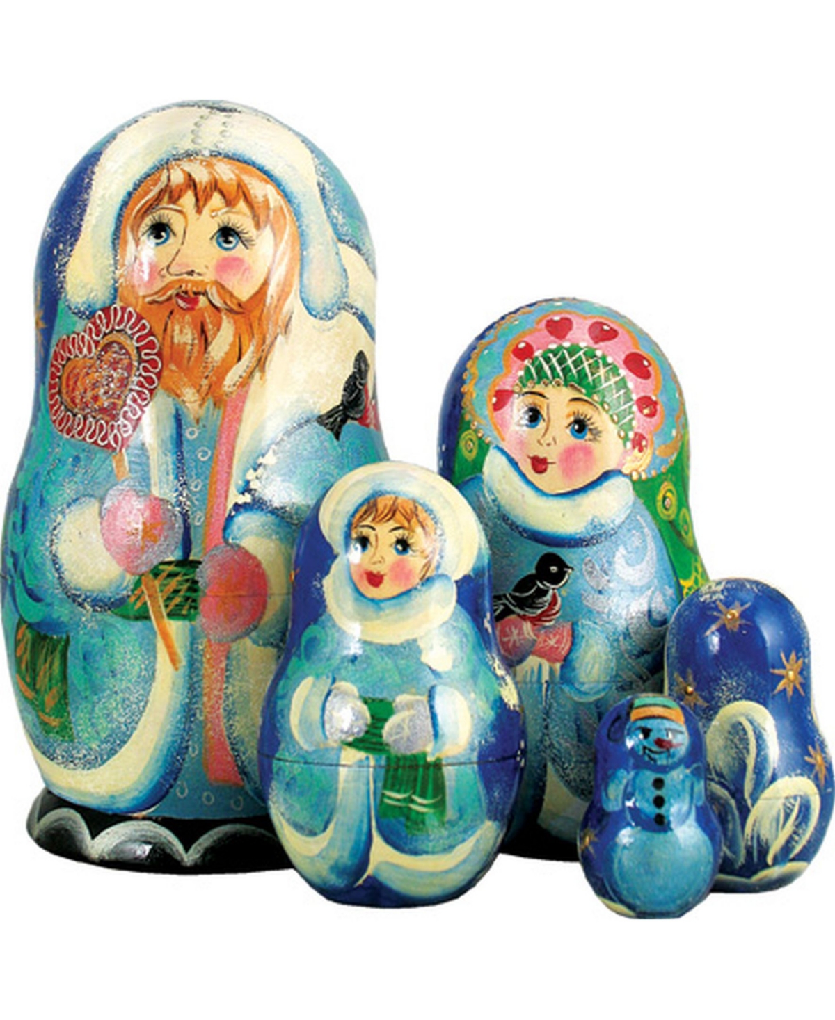 5-Piece Santa Candicane Russian Matryoshka Nested Doll Set - Multi